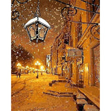 paint by numbers | Lantern in the Snow | cities intermediate | FiguredArt