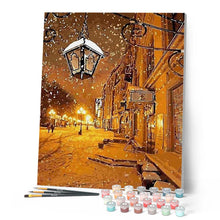 Load image into Gallery viewer, paint by numbers | Lantern in the Snow | cities intermediate | FiguredArt