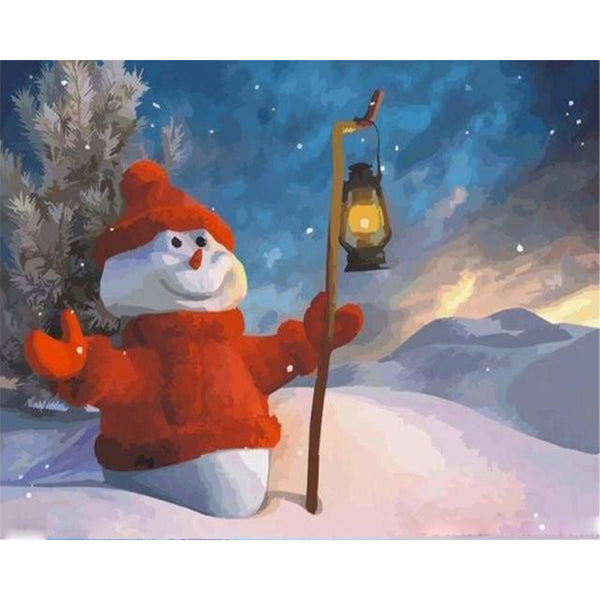 paint by numbers | Snowman and Lantern | christmas easy | FiguredArt