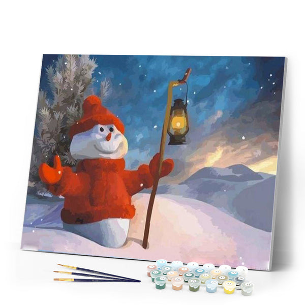 paint by numbers | Snowman and Lantern | christmas easy | FiguredArt
