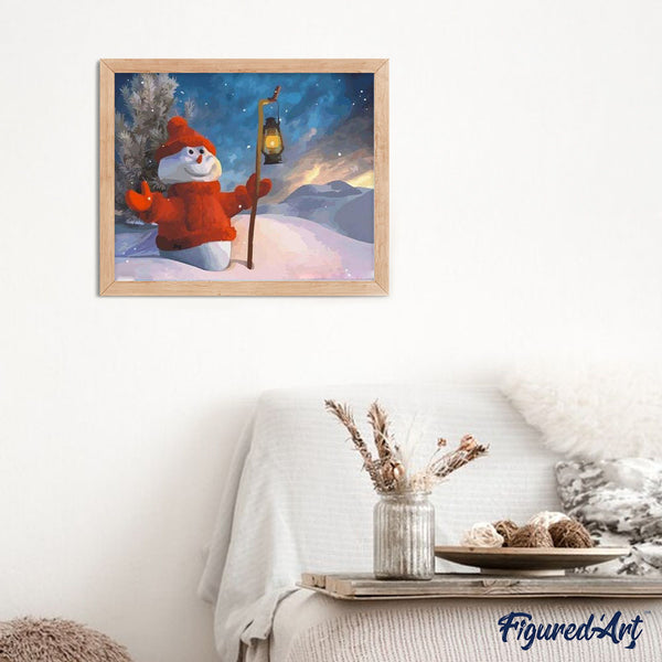 paint by numbers | Snowman and Lantern | christmas easy | FiguredArt