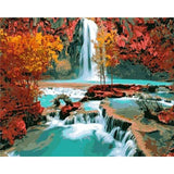 paint by numbers | Waterfall in the forest | intermediate landscapes | FiguredArt