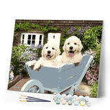 paint by numbers | Two Puppies in a Wheelbarrow | animals dogs easy | FiguredArt