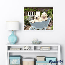 Load image into Gallery viewer, paint by numbers | Two Puppies in a Wheelbarrow | animals dogs easy | FiguredArt