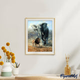 paint by numbers | Lion and Elephant | advanced animals elephants lions | FiguredArt