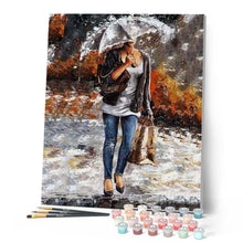 Load image into Gallery viewer, paint by numbers | Woman carrying a bag in the Rain | advanced romance | FiguredArt