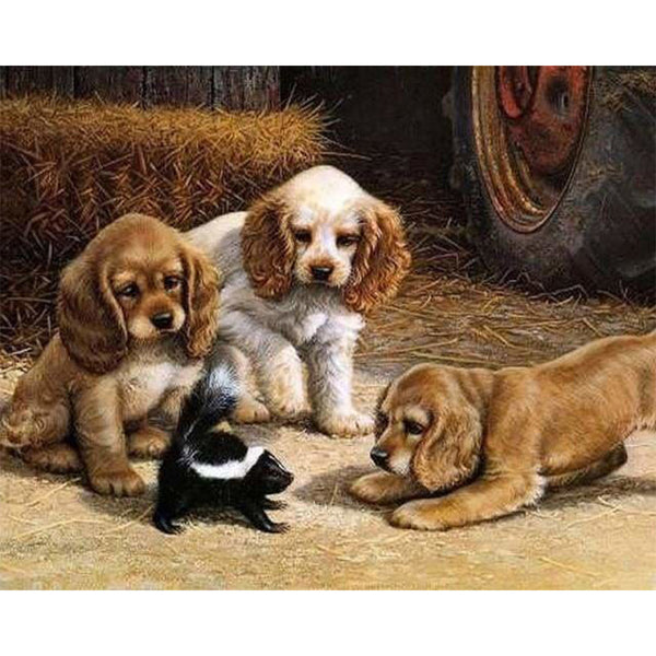 paint by numbers | Playing Puppies | advanced animals dogs | FiguredArt