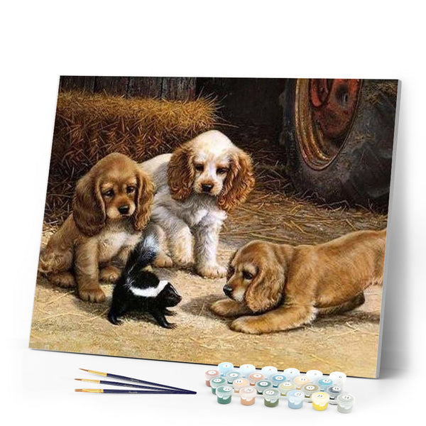 paint by numbers | Playing Puppies | advanced animals dogs | FiguredArt