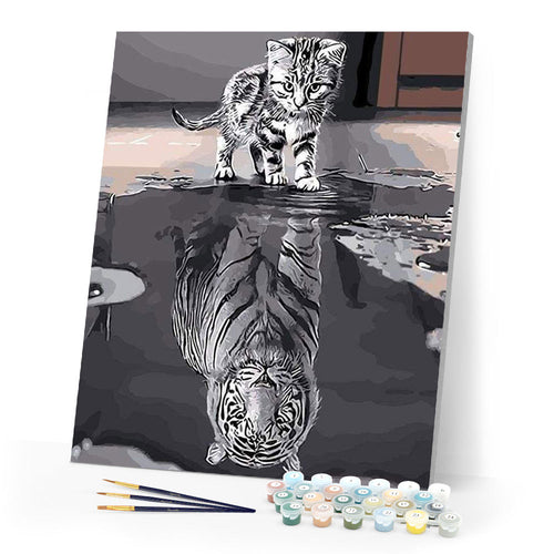 paint by numbers | Kitten Reflective Tiger | animals cats easy tigers | FiguredArt