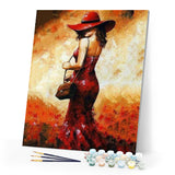 paint by numbers | Woman with red hat | advanced romance | FiguredArt