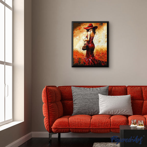 paint by numbers | Woman with red hat | advanced romance | FiguredArt