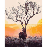 paint by numbers | Sunset and deer | animals deer intermediate | FiguredArt