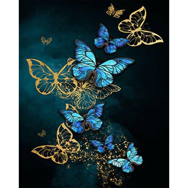 paint by numbers | gold and blue butterflies | new arrivals animals butterflies intermediate | FiguredArt