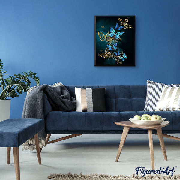paint by numbers | gold and blue butterflies | new arrivals animals butterflies intermediate | FiguredArt