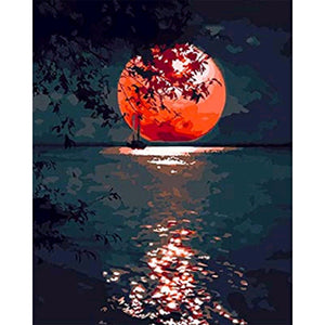 paint by numbers | red moon lake | new arrivals landscapes easy | FiguredArt