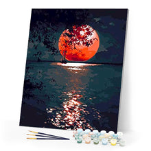 Load image into Gallery viewer, paint by numbers | red moon lake | new arrivals landscapes easy | FiguredArt