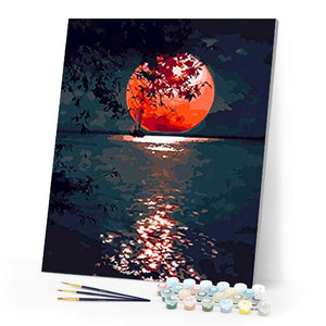 paint by numbers | red moon lake | new arrivals landscapes easy | FiguredArt