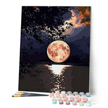 Load image into Gallery viewer, paint by numbers | moon reflection on the lake | new arrivals landscapes easy | FiguredArt