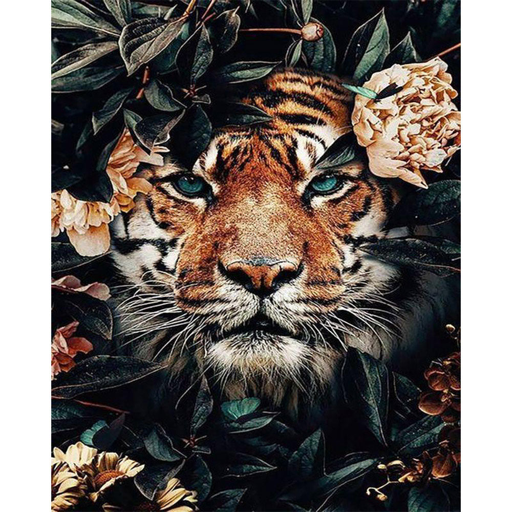 paint by numbers | tiger hiding in foliage | new arrivals animals tigers advanced | FiguredArt