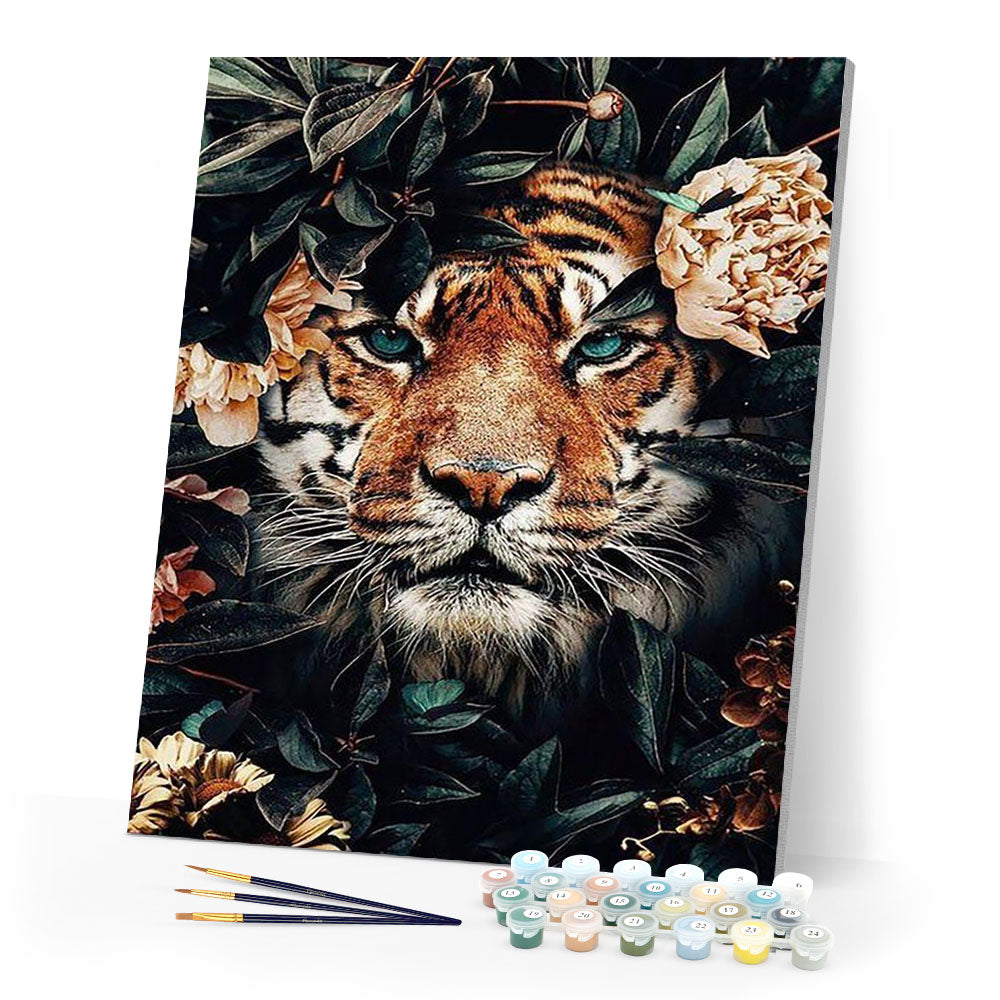 paint by numbers | tiger hiding in foliage | new arrivals animals tigers advanced | FiguredArt