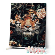 Load image into Gallery viewer, paint by numbers | tiger hiding in foliage | new arrivals animals tigers advanced | FiguredArt