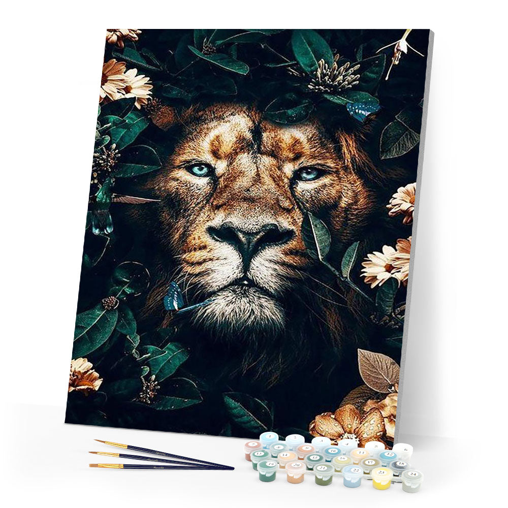 paint by numbers | lion hiding in foliage | new arrivals animals lions advanced | FiguredArt