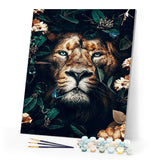 paint by numbers | lion hiding in foliage | new arrivals animals lions advanced | FiguredArt