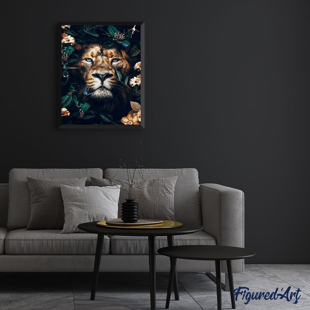 paint by numbers | lion hiding in foliage | new arrivals animals lions advanced | FiguredArt