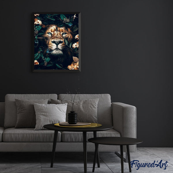 paint by numbers | lion hiding in foliage | new arrivals animals lions advanced | FiguredArt