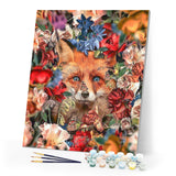paint by numbers | fox hiding in the flowers | new arrivals flowers animals foxes advanced | FiguredArt