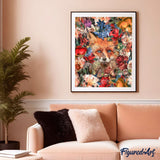 paint by numbers | fox hiding in the flowers | new arrivals flowers animals foxes advanced | FiguredArt