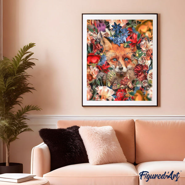 paint by numbers | fox hiding in the flowers | new arrivals flowers animals foxes advanced | FiguredArt