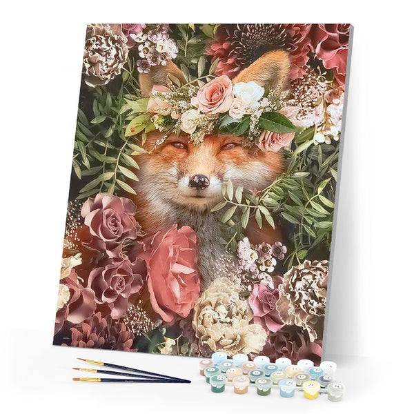 paint by numbers | fox in the flowers | new arrivals flowers animals foxes advanced | FiguredArt