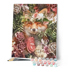 Load image into Gallery viewer, paint by numbers | fox in the flowers | new arrivals flowers animals foxes advanced | FiguredArt