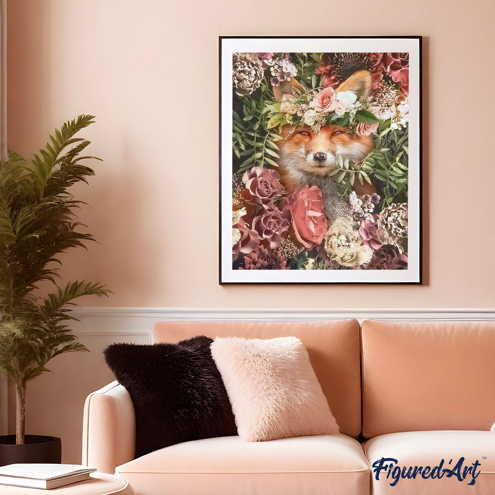 paint by numbers | fox in the flowers | new arrivals flowers animals foxes advanced | FiguredArt