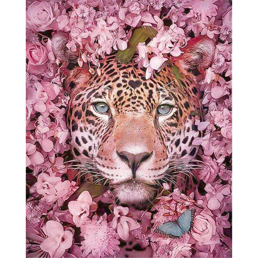 paint by numbers | panther hiding in the flowers | new arrivals flowers animals panthers advanced | FiguredArt