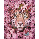 paint by numbers | panther hiding in the flowers | new arrivals flowers animals panthers advanced | FiguredArt