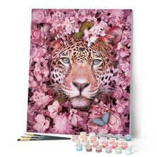 Load image into Gallery viewer, paint by numbers | panther hiding in the flowers | new arrivals flowers animals panthers advanced | FiguredArt