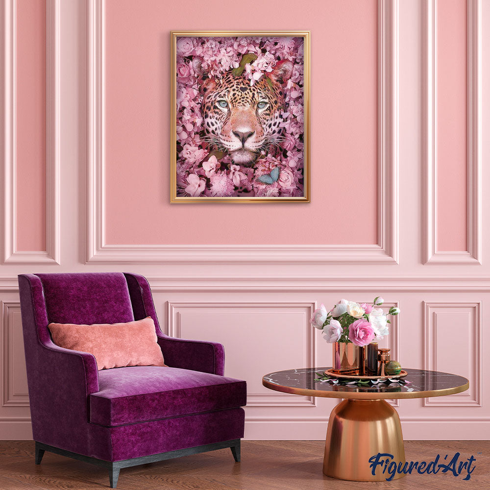 paint by numbers | panther hiding in the flowers | new arrivals flowers animals panthers advanced | FiguredArt
