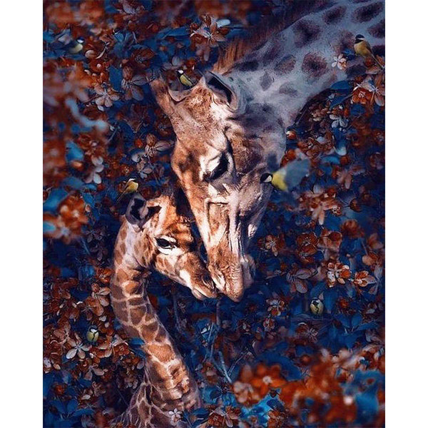 paint by numbers | giraffes and flowers | new arrivals animals giraffes advanced | FiguredArt