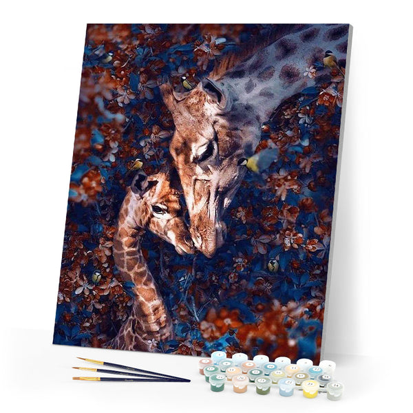 paint by numbers | giraffes and flowers | new arrivals animals giraffes advanced | FiguredArt
