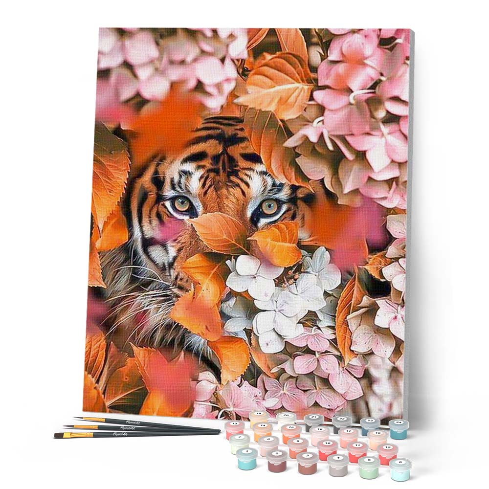 Paint by numbers - Tiger and Flowers – Figured'Art
