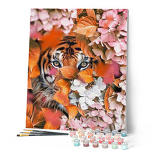 Load image into Gallery viewer, paint by numbers | tiger and flowers | new arrivals flowers animals tigers advanced | FiguredArt