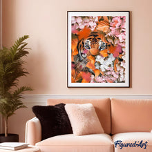 Load image into Gallery viewer, paint by numbers | tiger and flowers | new arrivals flowers animals tigers advanced | FiguredArt