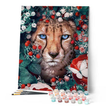 Load image into Gallery viewer, paint by numbers | panther flowers and butterfly | new arrivals animals panthers flowers butterflies advanced | FiguredArt