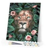 paint by numbers | lion and flowers | new arrivals animals lions flowers advanced | FiguredArt