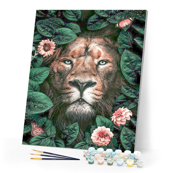 paint by numbers | lion and flowers | new arrivals animals lions flowers advanced | FiguredArt