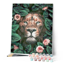 Load image into Gallery viewer, paint by numbers | lion and flowers | new arrivals animals lions flowers advanced | FiguredArt