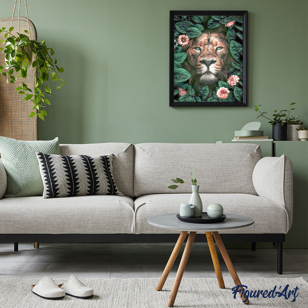 paint by numbers | lion and flowers | new arrivals animals lions flowers advanced | FiguredArt