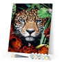 paint by numbers | panther in the foliage and flowers | new arrivals animals panthers flowers intermediate | FiguredArt